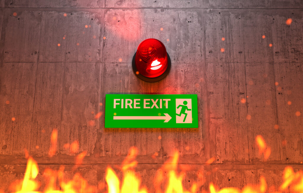 emergency-exit-sign-with-siren-light-direction-emergency-exit